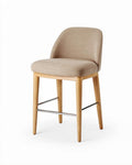 Houten barkruk met stoffen zitting en rugleuning 40 x 40 x 90cm naturel