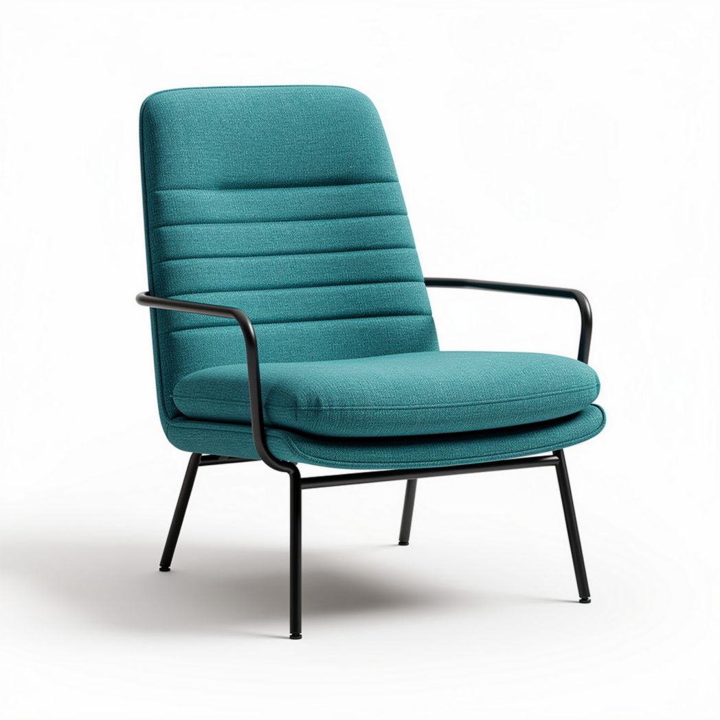 Stoel met metalen frame en gestoffeerde kussen in groen 70 x 70 x 90cm