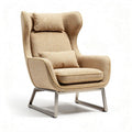 Stoere fauteuil met metalen onderstel stof in beige 90 x 85 x 110cm
