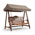 Tuin schommelbank van hout met beige afdekking 180 x 120 x 160cm