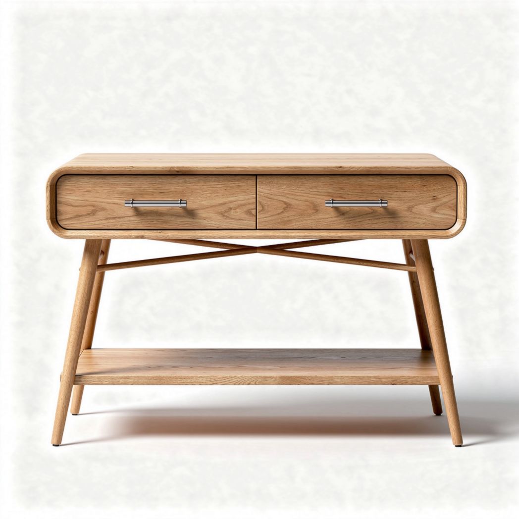 Houten bijzettafel met twee lades en open plank 100 x 50 x 75cm
