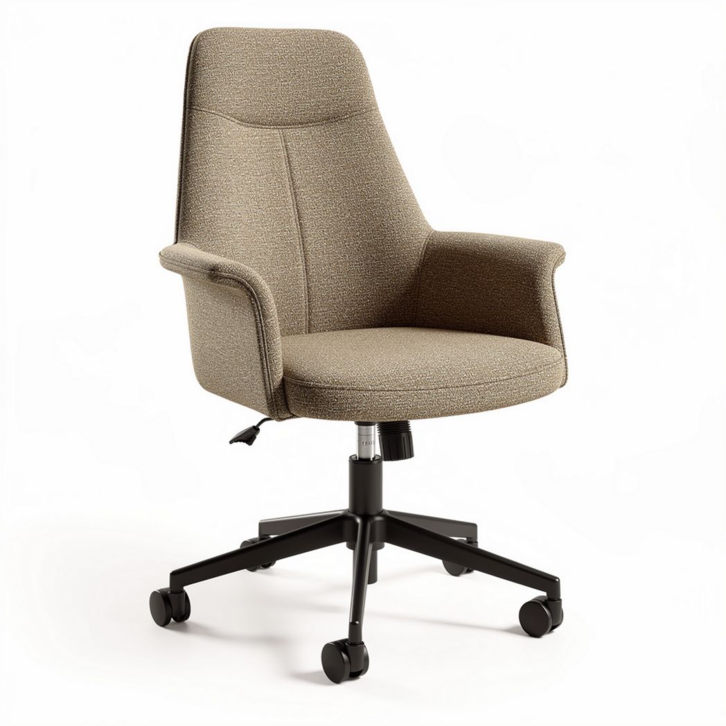 Bureaustoel met stoffering in bruin en draaimechanisme 60 x 60 x 90cm