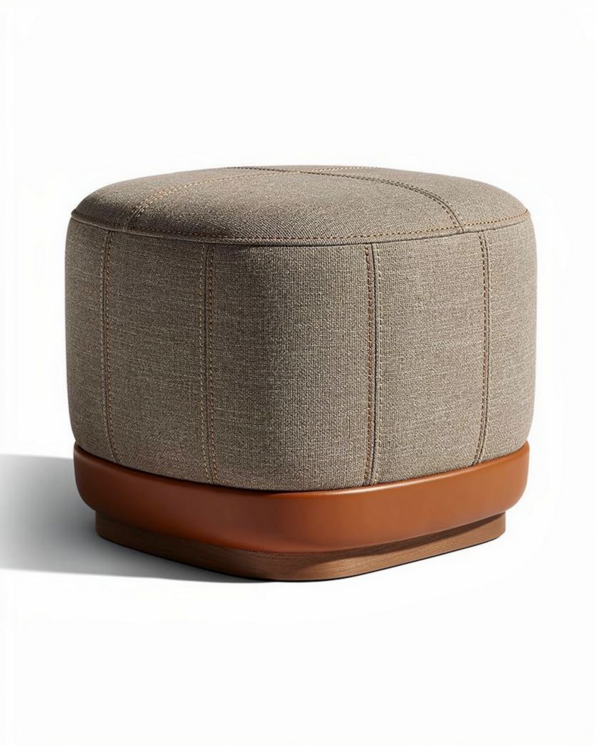 Hocker van stof met houten basis en afmetingen 40 x 40 x 45cm